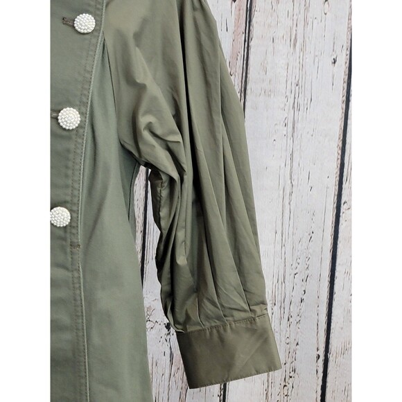 CLD Women's Size 10 Something Navy Army Green Arielle Pearl Button Dress Aline - Picture 4 of 15